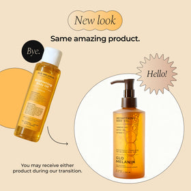 Glo Melanin label closeup showing clean formula claims and benefits