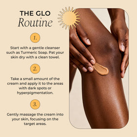Glo Melanin jar on bathroom vanity in lifestyle setting promoting daily routine
