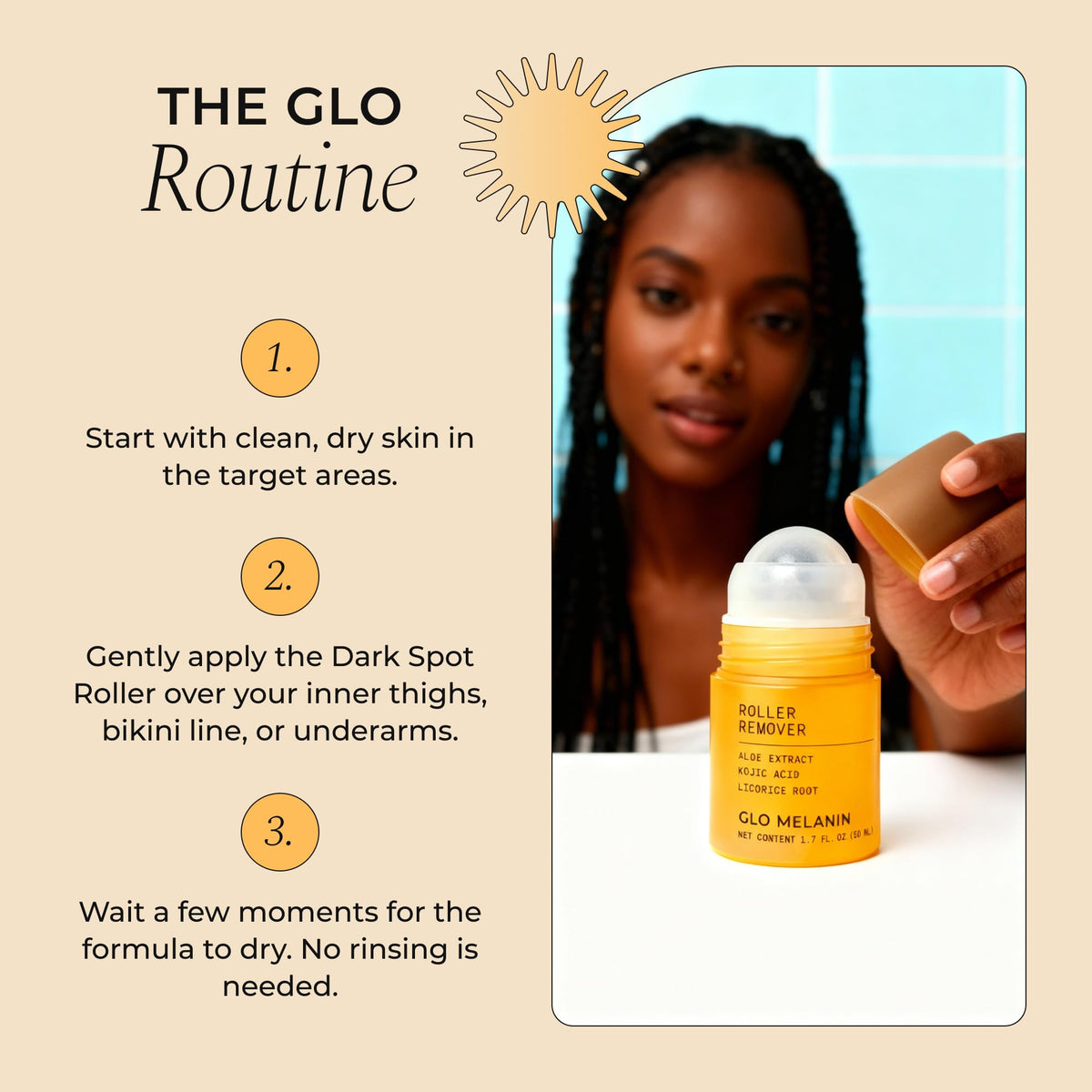 Glo Melanin back label close-up showing ingredient and usage info