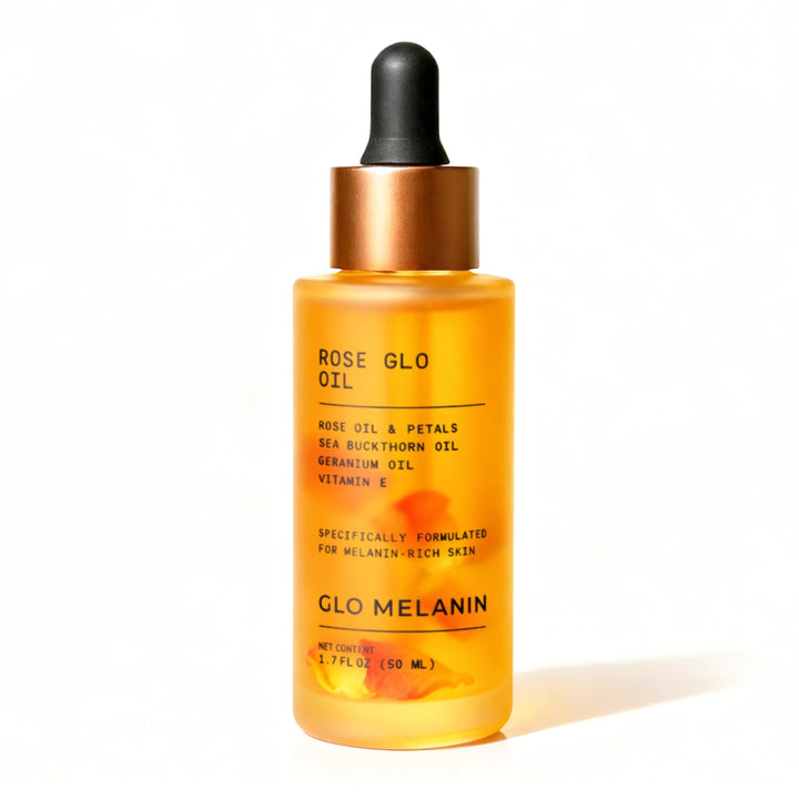 Glo Melanin front bottle showing sleek packaging and clean formulation benefits