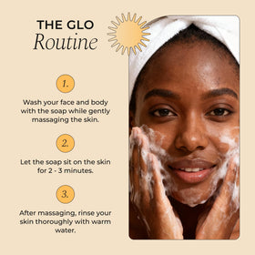 Glo Melanin label close-up listing natural, vegan ingredients