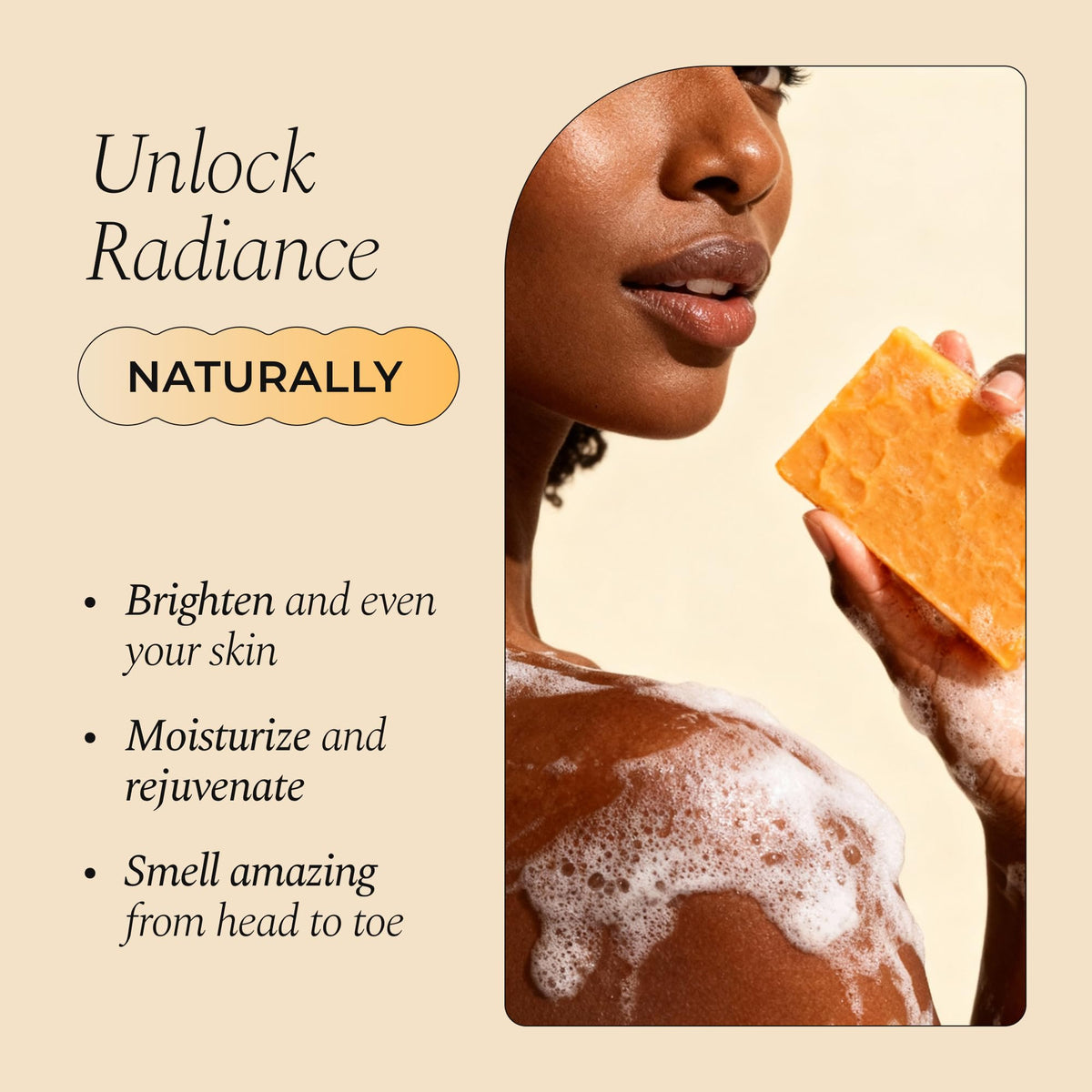 Glo Melanin soap surface texture close-up for gentle exfoliation