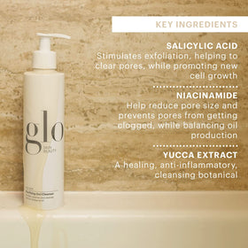 Glo Skin Beauty bottle on bathroom shelf suggesting daily routine convenience and freshness