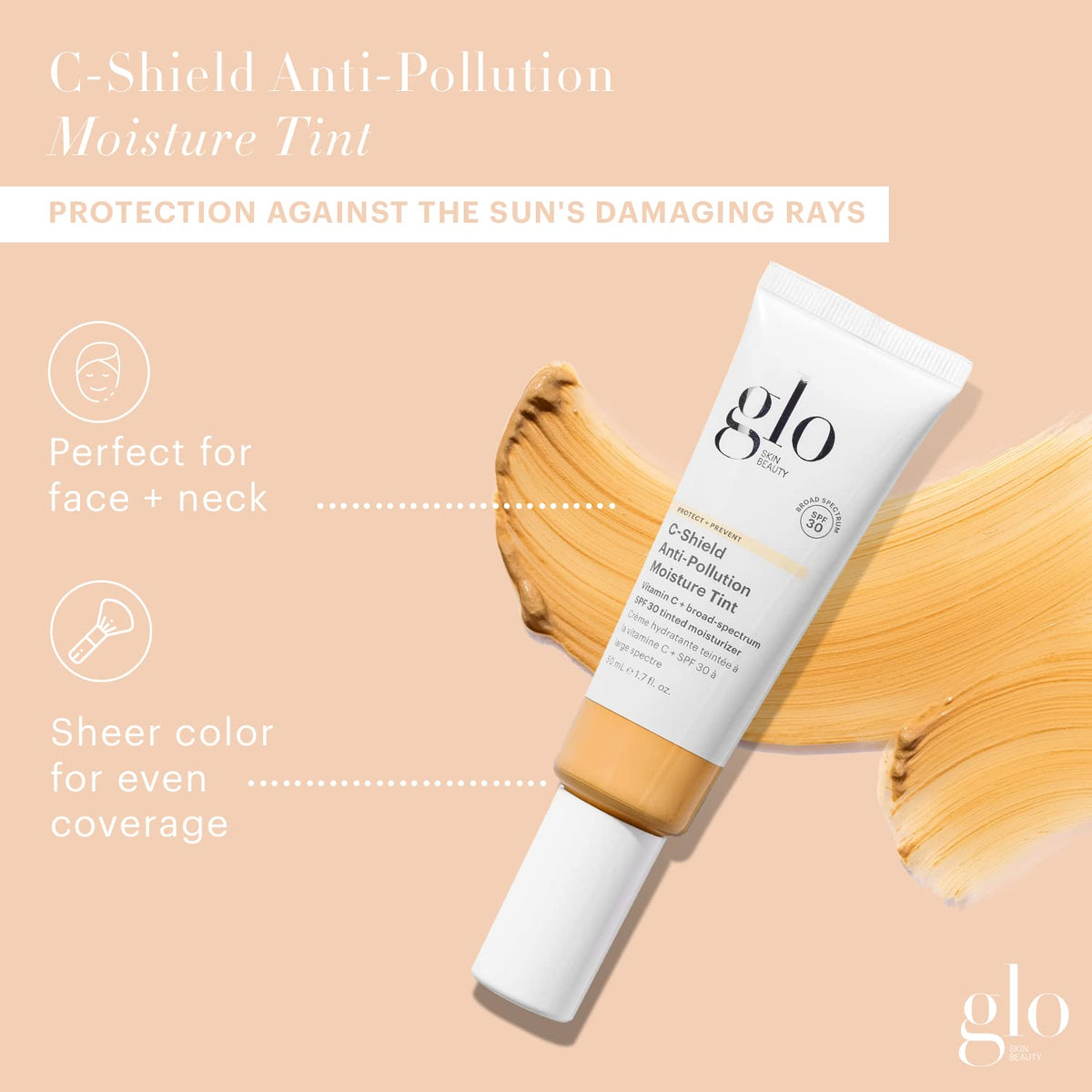 Glo Skin Beauty application swiped on arm illustrates blendability and coverage