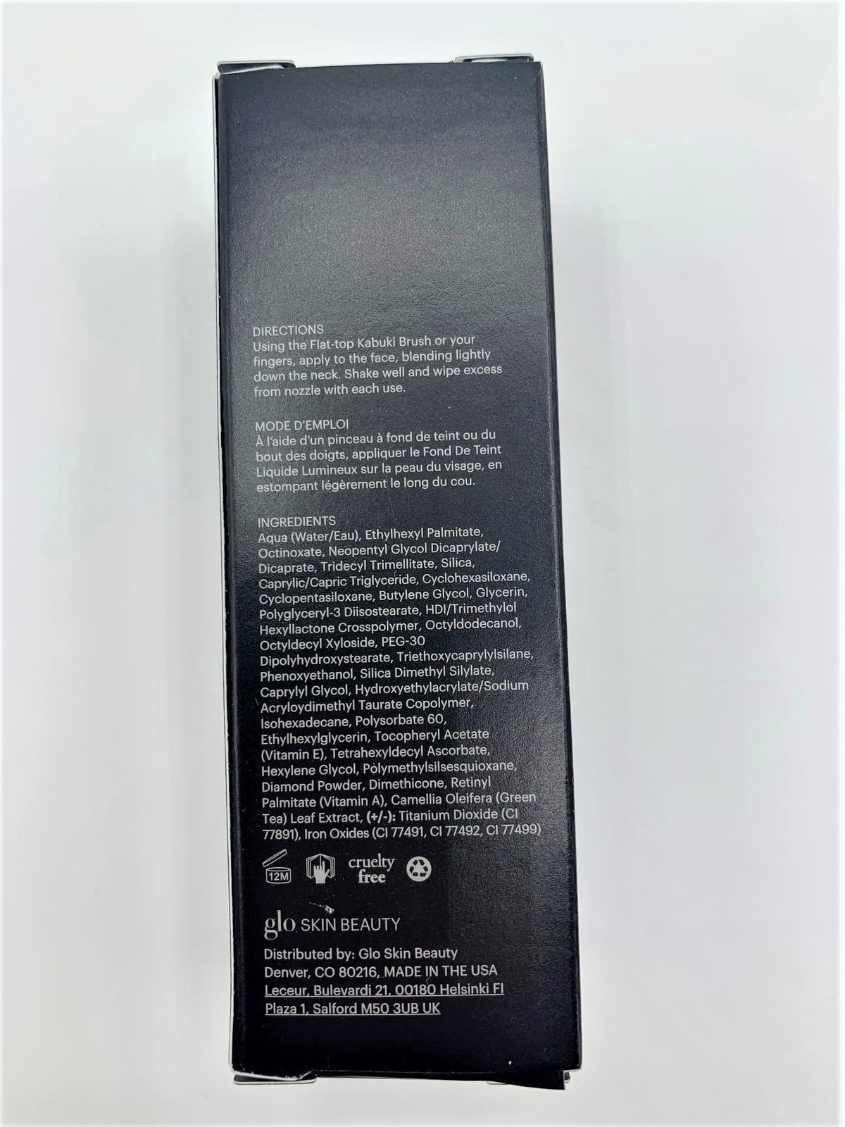 Glo Skin Beauty bottle beside SPF icon showing sun protection benefit