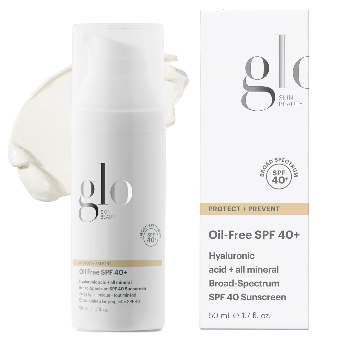 Glo Skin Beauty front packaging showing SPF40 protection and product benefits