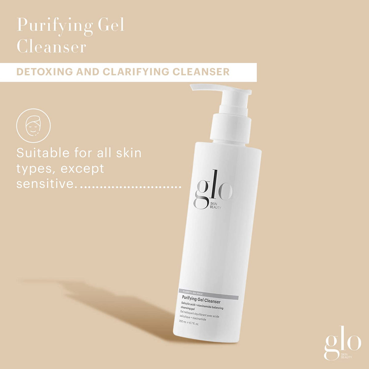 Glo Skin Beauty gel texture on hand highlighting lightweight feel and easy spreadability