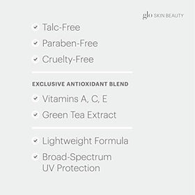 Glo Skin Beauty lifestyle on vanity conveying everyday radiant skin results