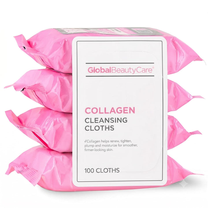 Global Beauty Care front packaging showing 4-pack and 100 wipes for convenient supply