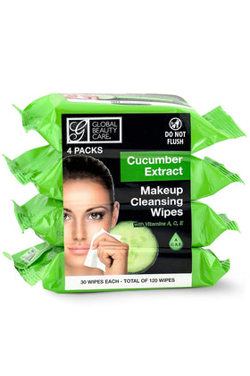 Global Beauty Care front packaging showing 4-pack and 120 wipes for convenience