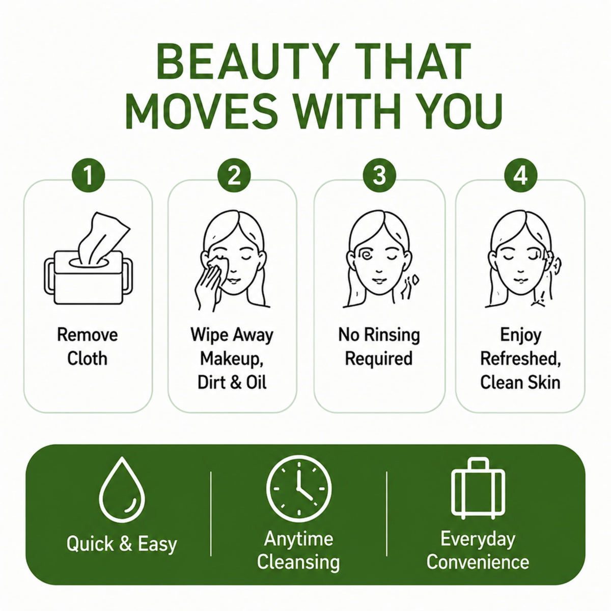 Global Beauty Care wipe held in hand to show scale and single-use convenience