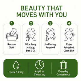 Global Beauty Care wipe held in hand to show scale and single-use convenience