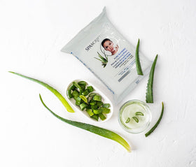Global Beauty Care moist wipe close-up demonstrating absorbency and non-greasy finish