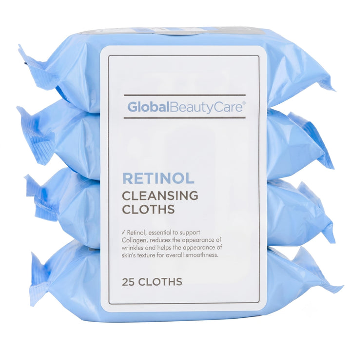 Global Beauty Care front packaging showing four sealed packs and benefit quick cleansing