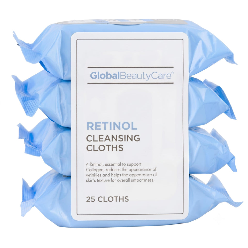 Global Beauty Care front packaging showing four sealed packs and benefit quick cleansing
