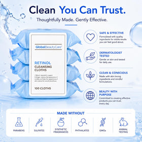 Global Beauty Care wipes placed in travel bag for on-the-go skin refreshment