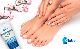 Globe applied to dry hand illustrating gentle exfoliation and smoother skin