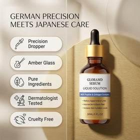 Gloramd applying serum to cheek and neck to hydrate and firm skin