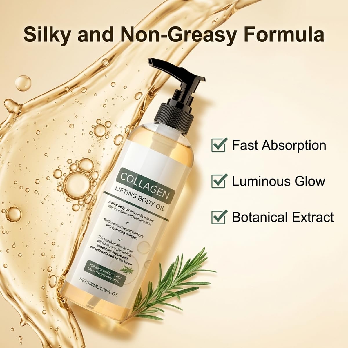 Gloramd Serum bottle in hand showing travel-size 3.38 fl oz convenience
