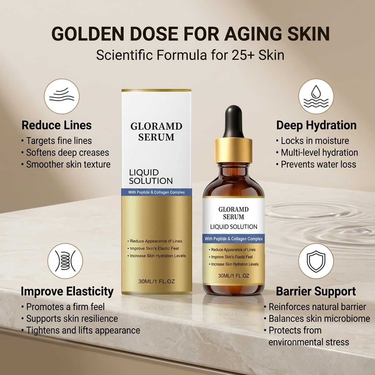 Gloramd silky serum texture on hand demonstrating lightweight absorption