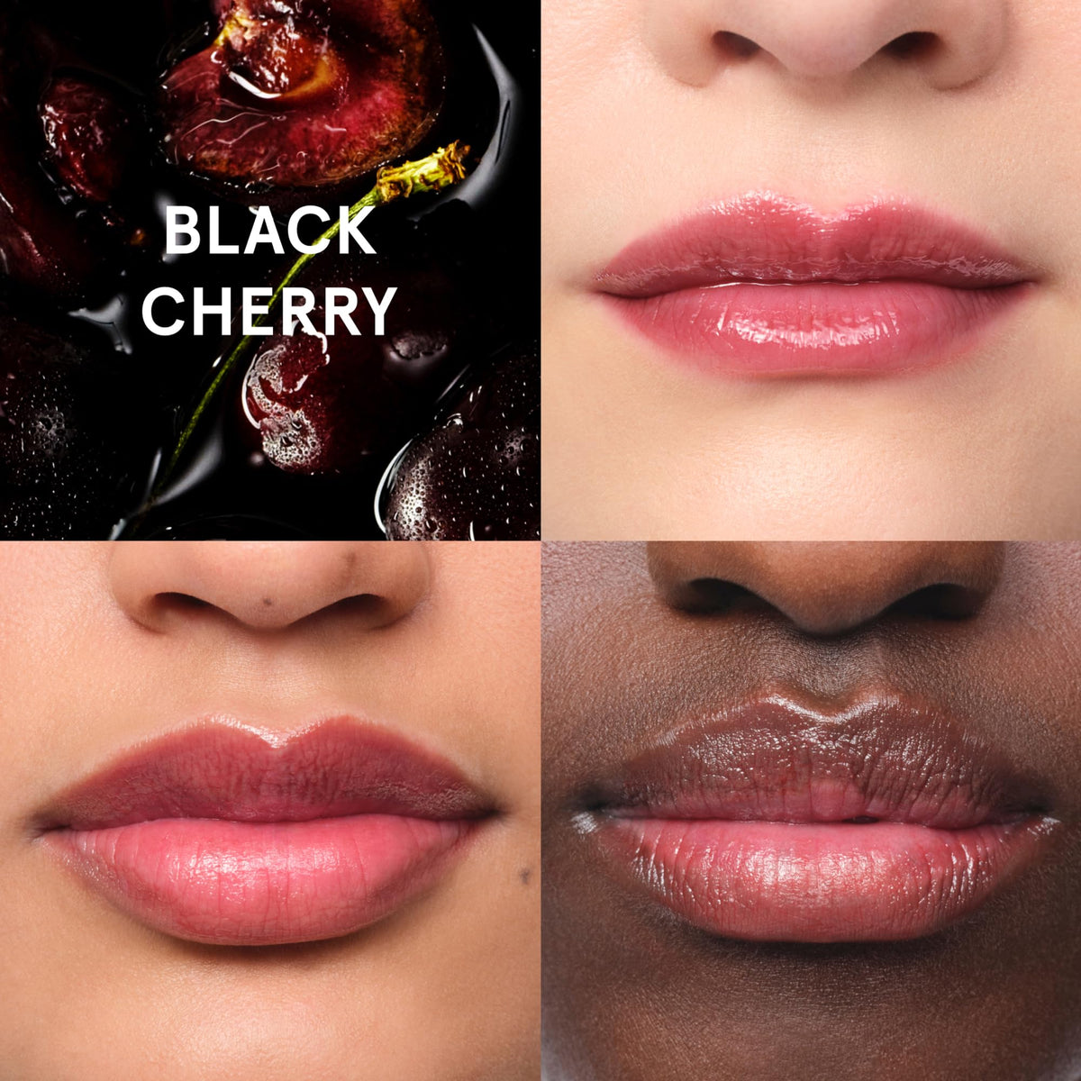 glossier Black Cherry ingredients label close-up showing lanolin and beeswax benefits