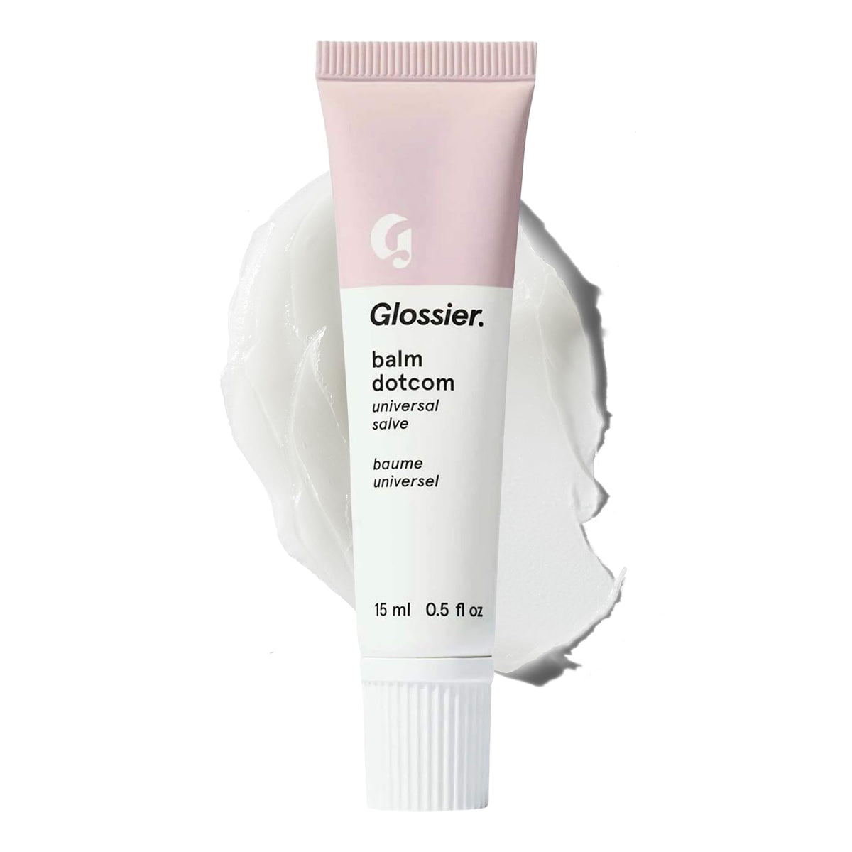 Glossier balm dotcom front tube showing clean packaging and easy application