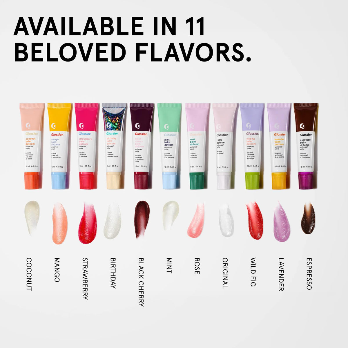 Glossier balm dotcom ingredients label close-up noting lanolin and beeswax