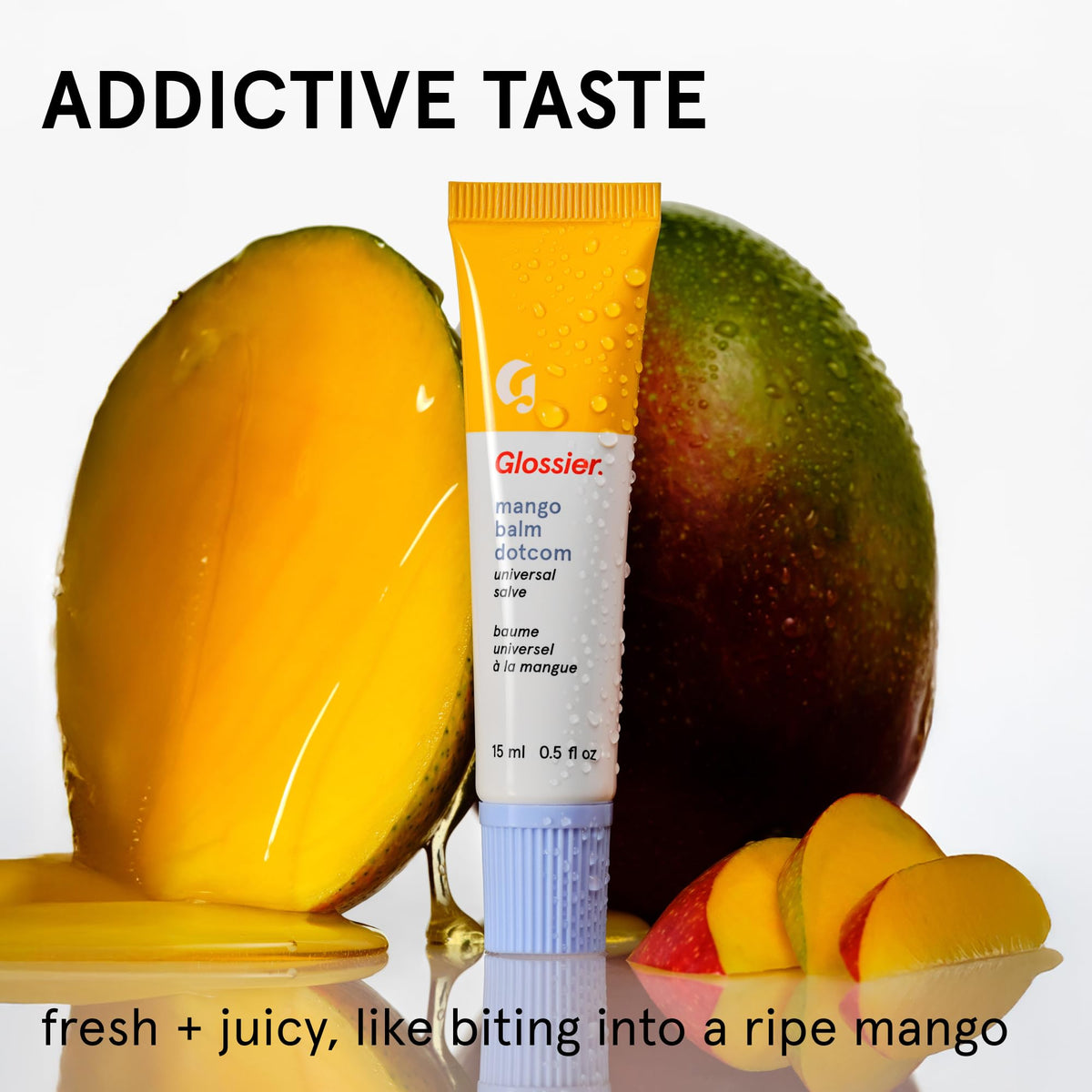 Glossier balm dotcom label and ingredients view showing nourishing components