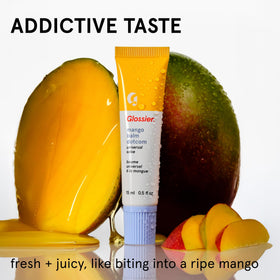 Glossier balm dotcom label and ingredients view showing nourishing components
