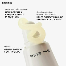 Glossier balm dotcom applied on lips demonstrating smooth, clear hydration