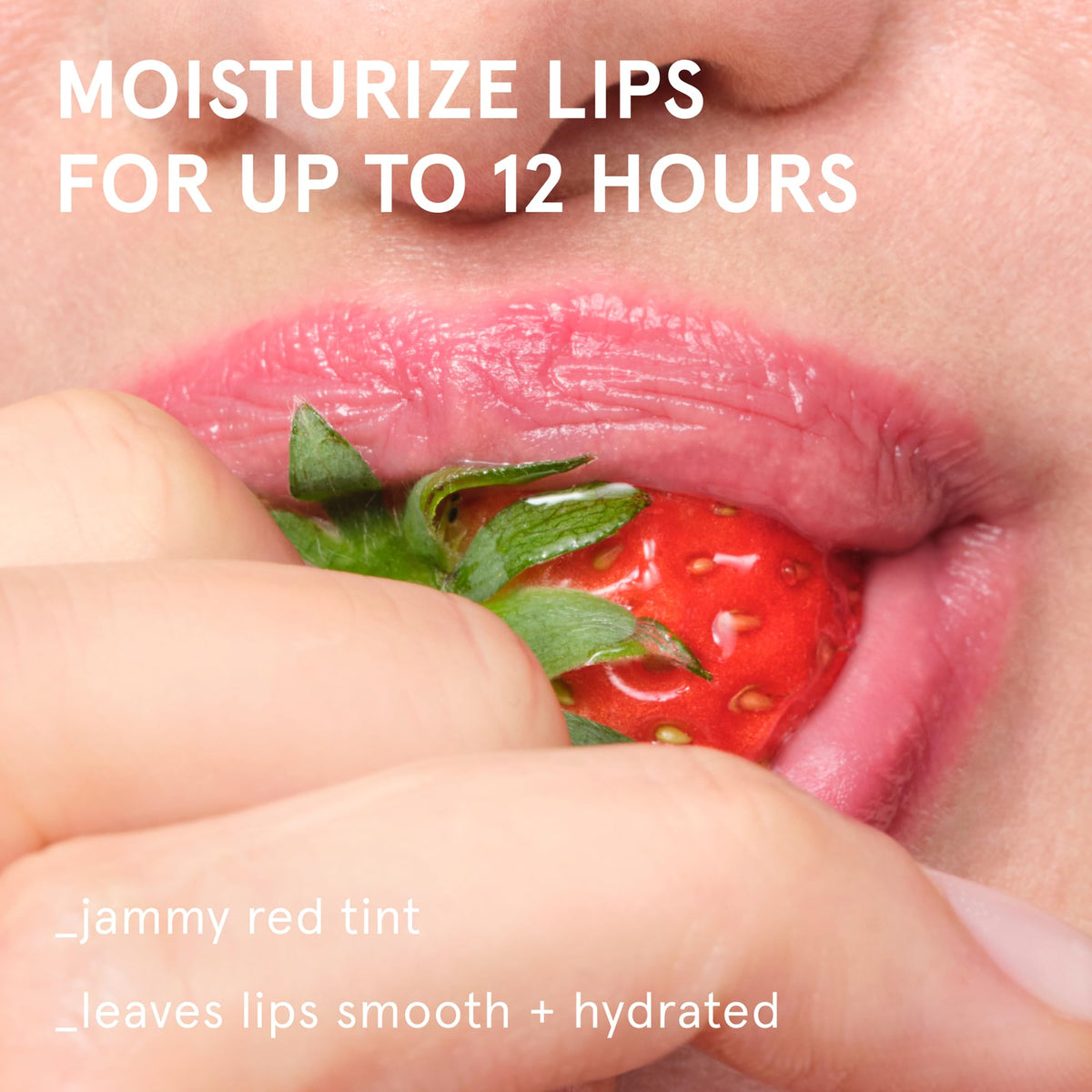 Close-up texture of Glossier Balm Dotcom showing creamy, jammy balm for smooth lips