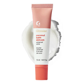 Glossier balm dotcom tube front shows compact travel-friendly packaging