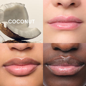 Glossier balm dotcom tube label detail showing ingredient clarity benefit