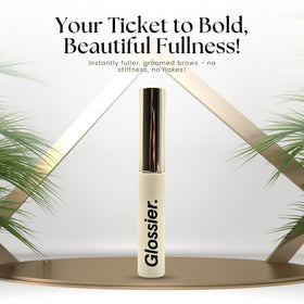 Glossier Boy Brow on bathroom counter in lifestyle scene for everyday routine