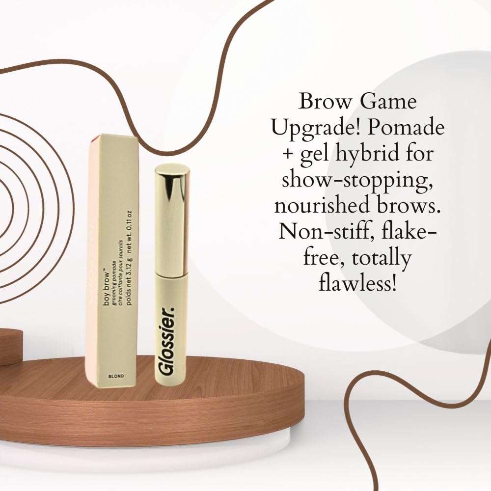 Glossier Boy Brow texture close-up highlighting creamy pomade and natural hold