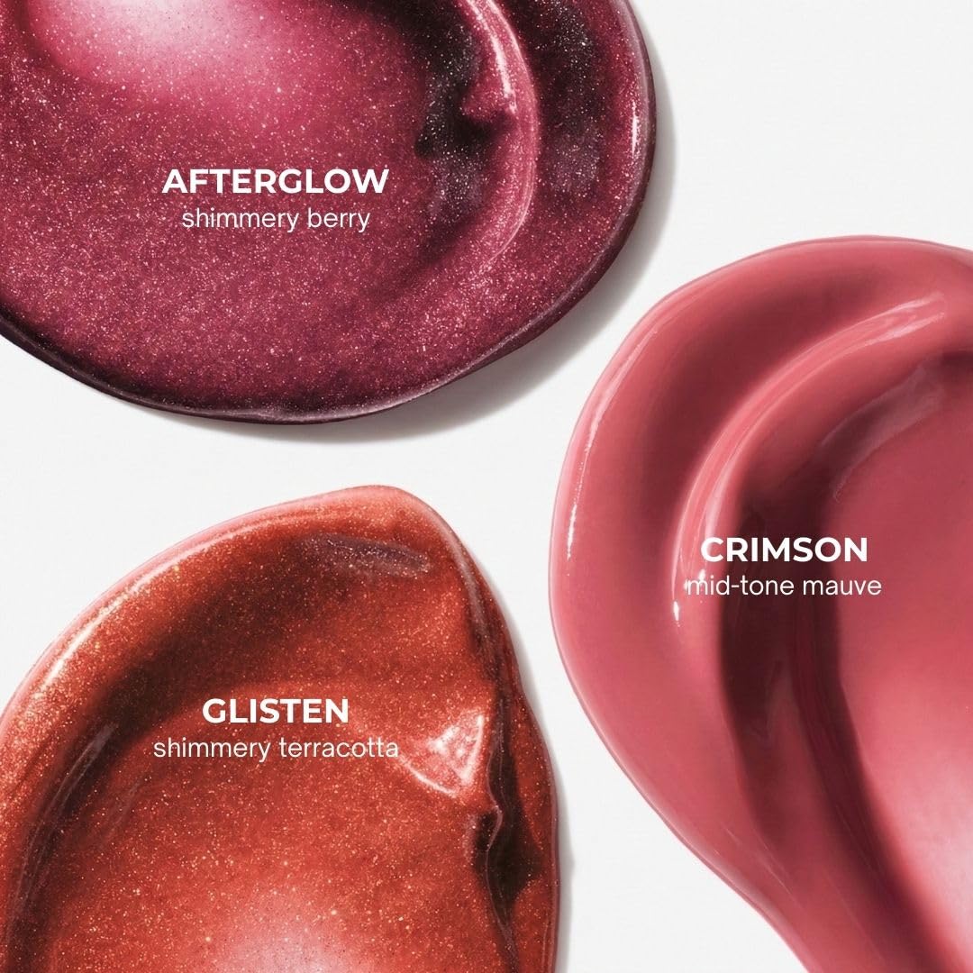 Glossier Glisten texture close-up highlighting warm terracotta with gold shimmer glow