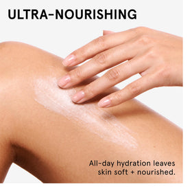 Glossier demonstration of cream application on arm delivering fast-absorbing moisture