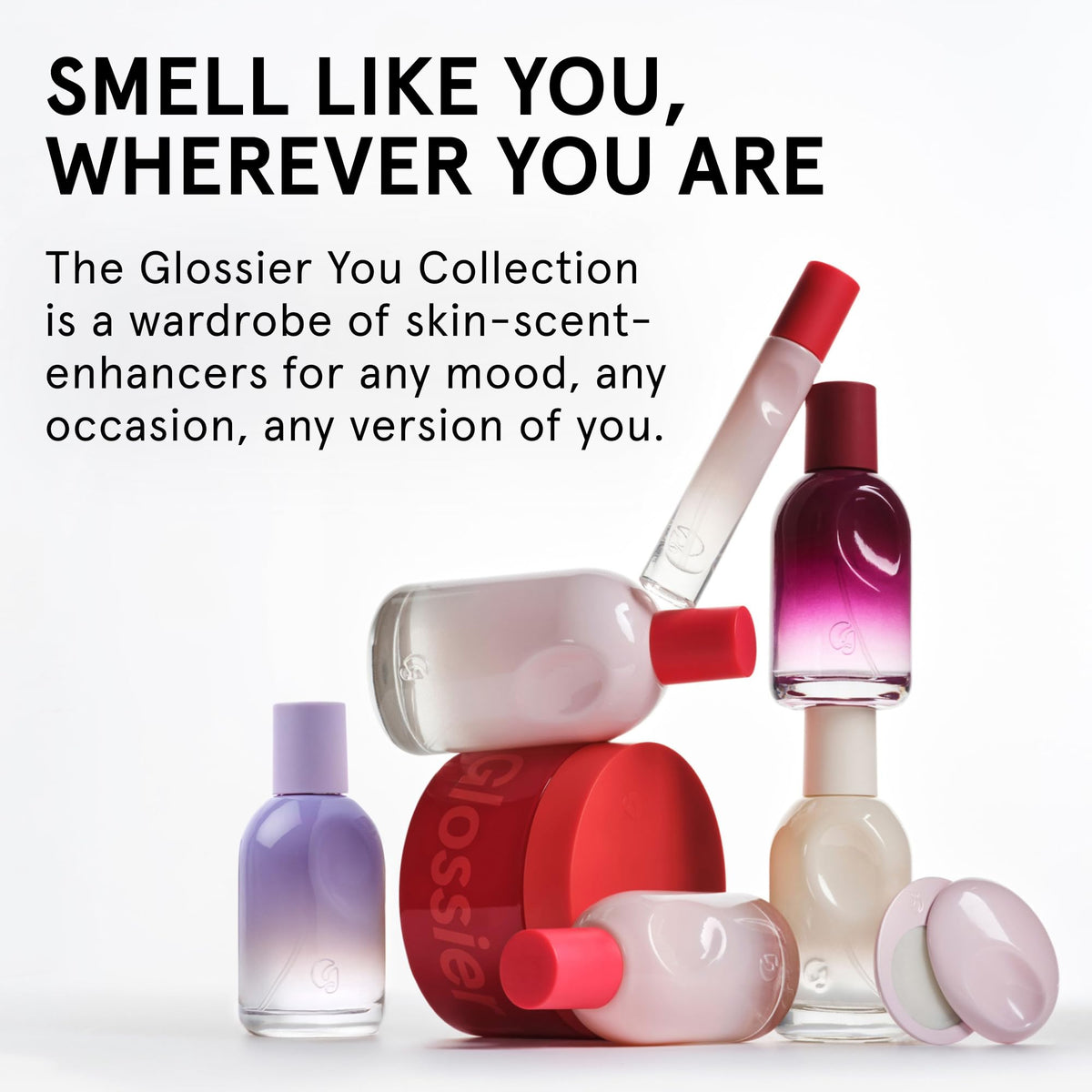 Glossier tub placed on bath shelf suggesting daily routine and bathroom storage convenience
