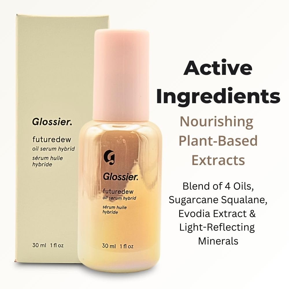 Glossier Futuredew bottle paired with Cloud Paint for Glossier coordinated dewy makeup