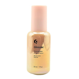 Glossier Futuredew front packaging showing glossy bottle and label, instant glow