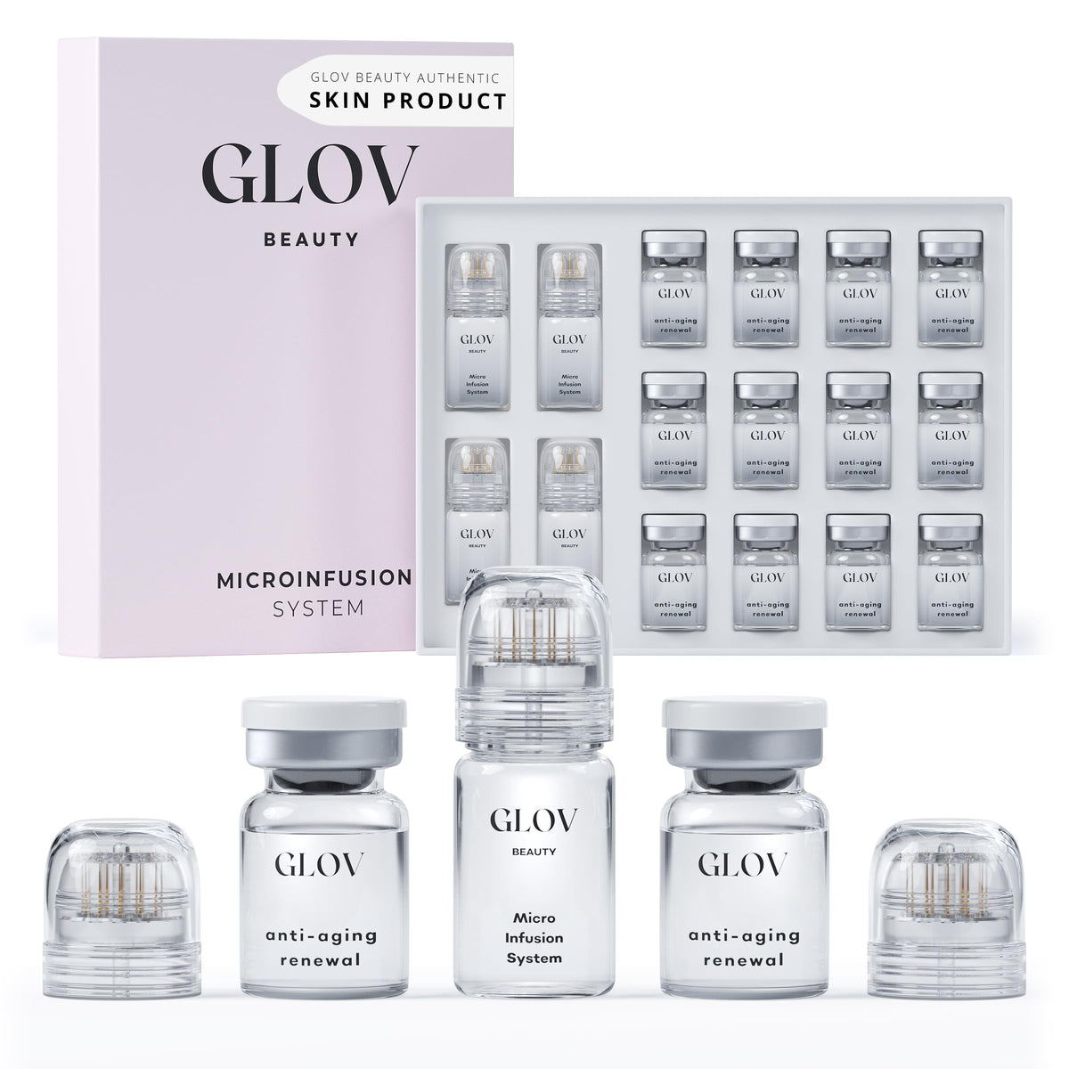 Glov Beauty front packaging showing complete micro infusion kit benefits