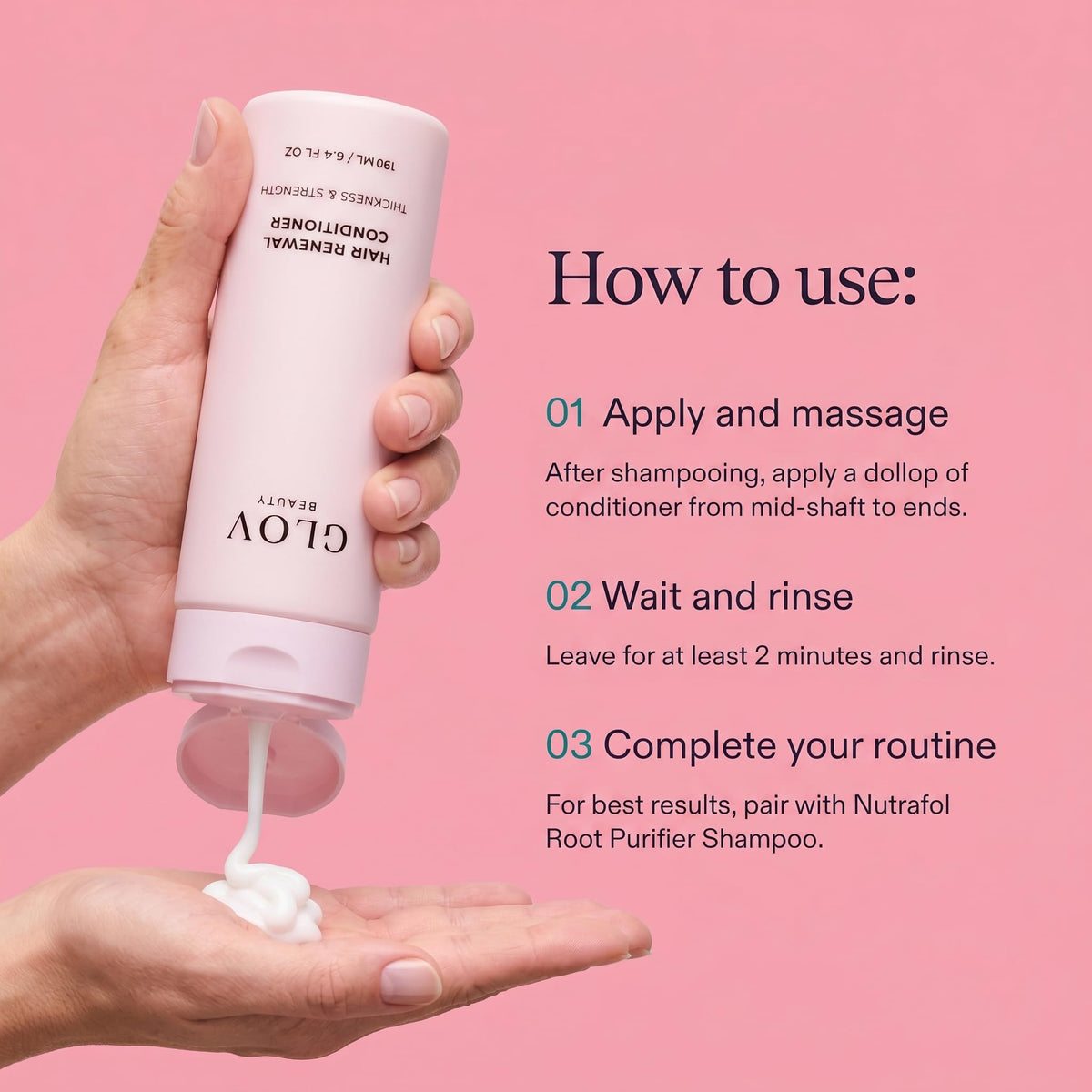 Glov Beauty conditioner in shower being applied for hydration and detangling