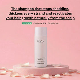 Glov Beauty before and after hair photo illustrating smoother, shinier hair benefit