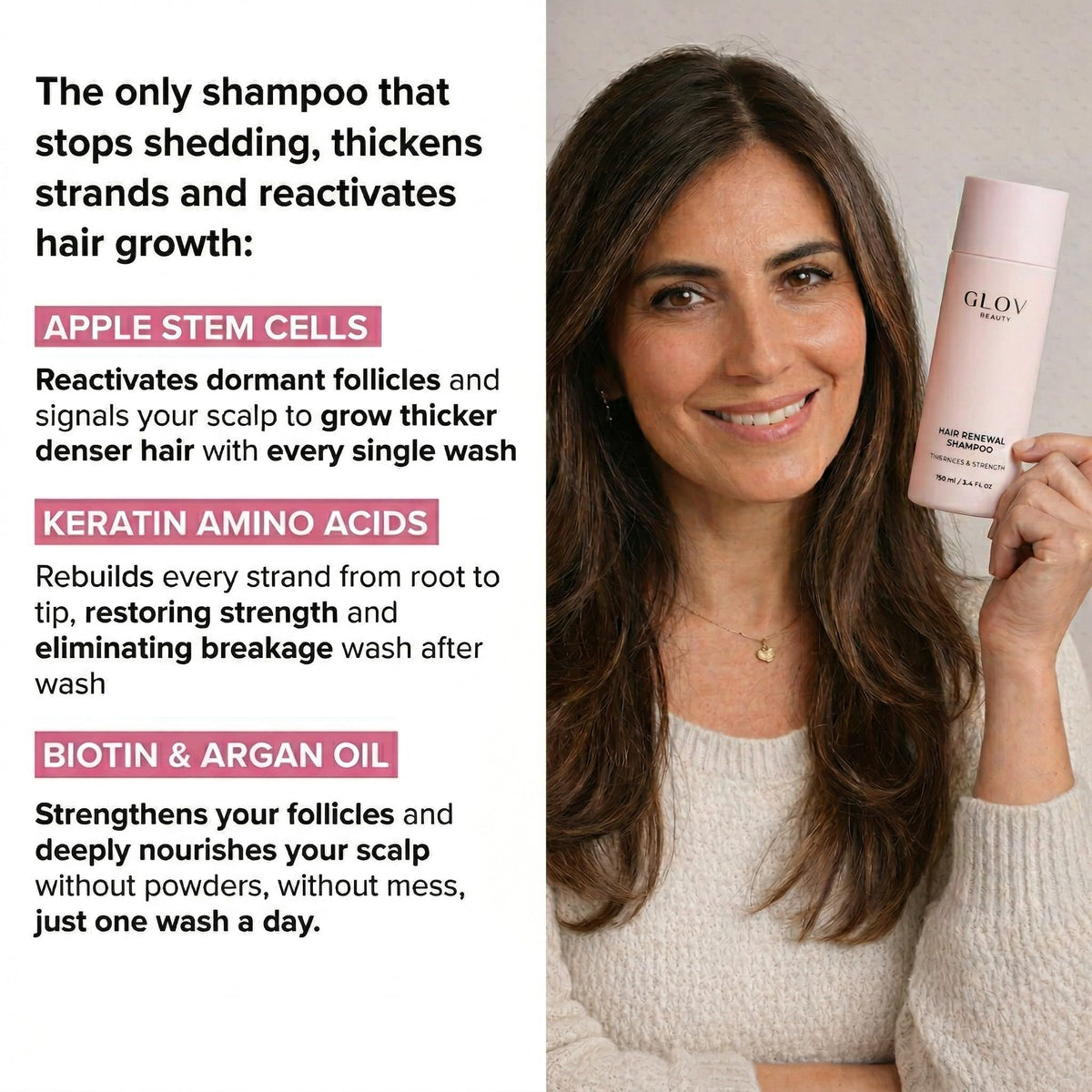 Glov Beauty label close-up highlights active ingredients and transparency benefit