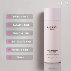 Glov Beauty pump dispensing shampoo demonstrating easy, controlled use benefit