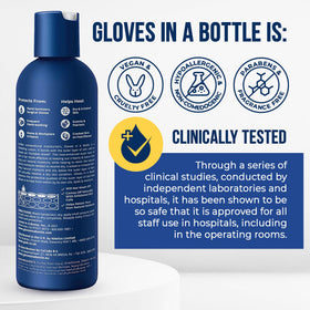 Gloves In A Bottle label closeup with ingredient and usage information