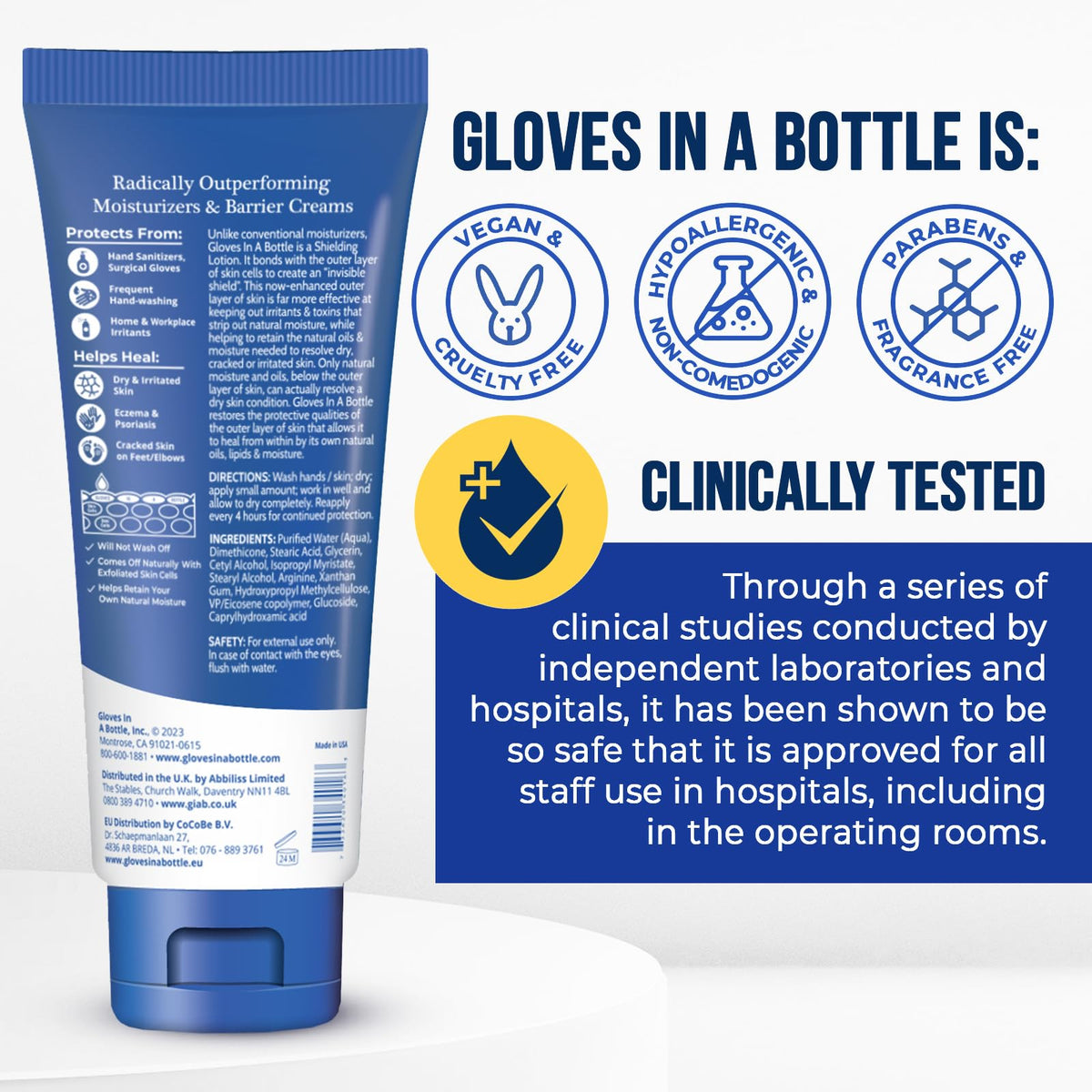 Gloves In A Bottle next to a coin for scale showing convenient 3.4 oz size