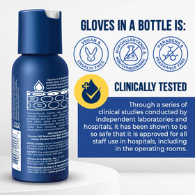 Gloves In A Bottle water resistance test on hands showing lasting barrier after washing