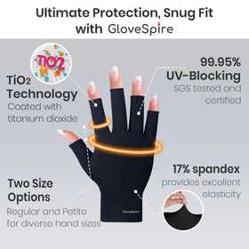 GloveSpire gloves folded next to travel pouch for easy carrying and sun defense