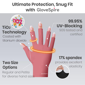GloveSpire gloves worn on a hand for size scale, demonstrating snug, non-slip fit